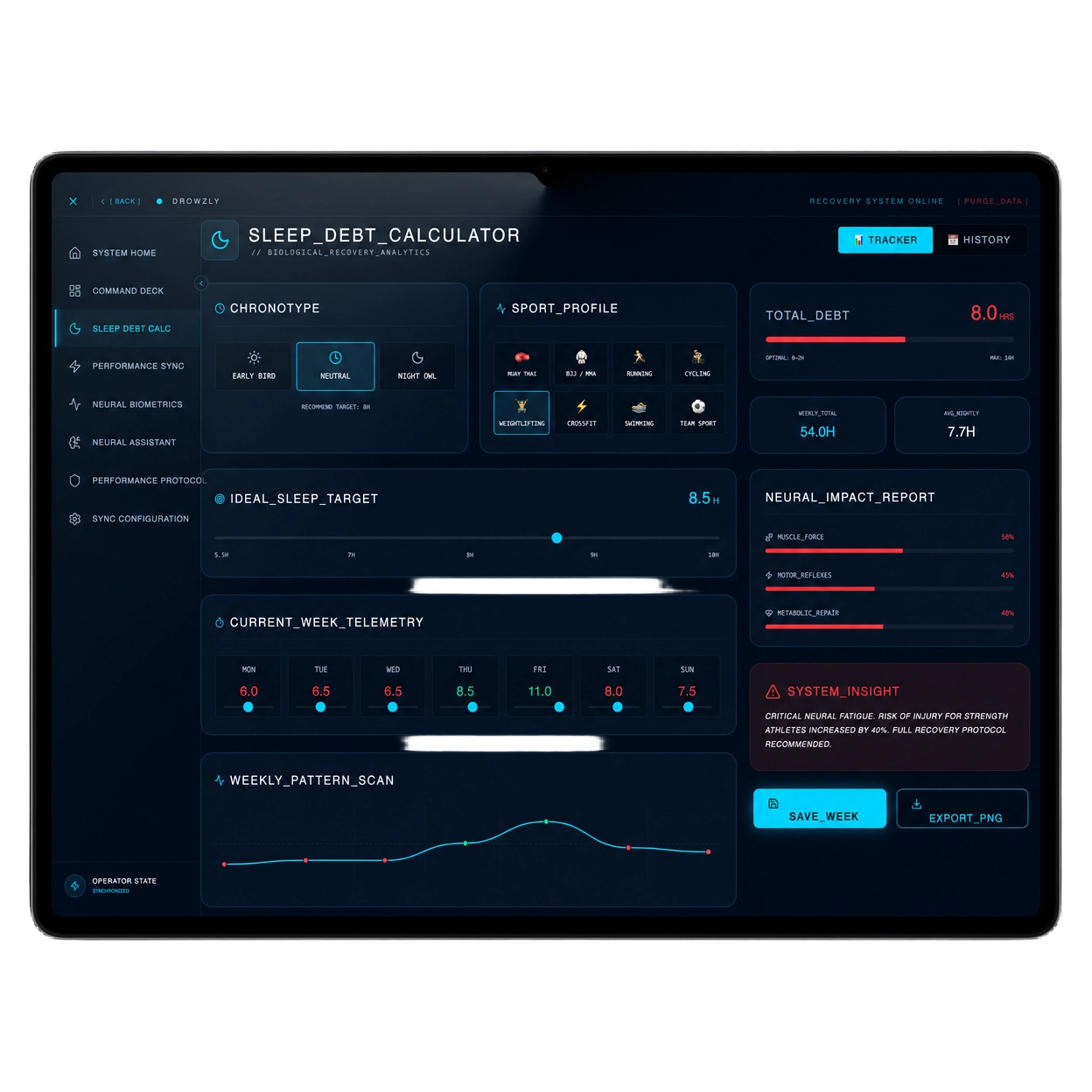 Recovera sleep debt calculator analyzing recovery deficit