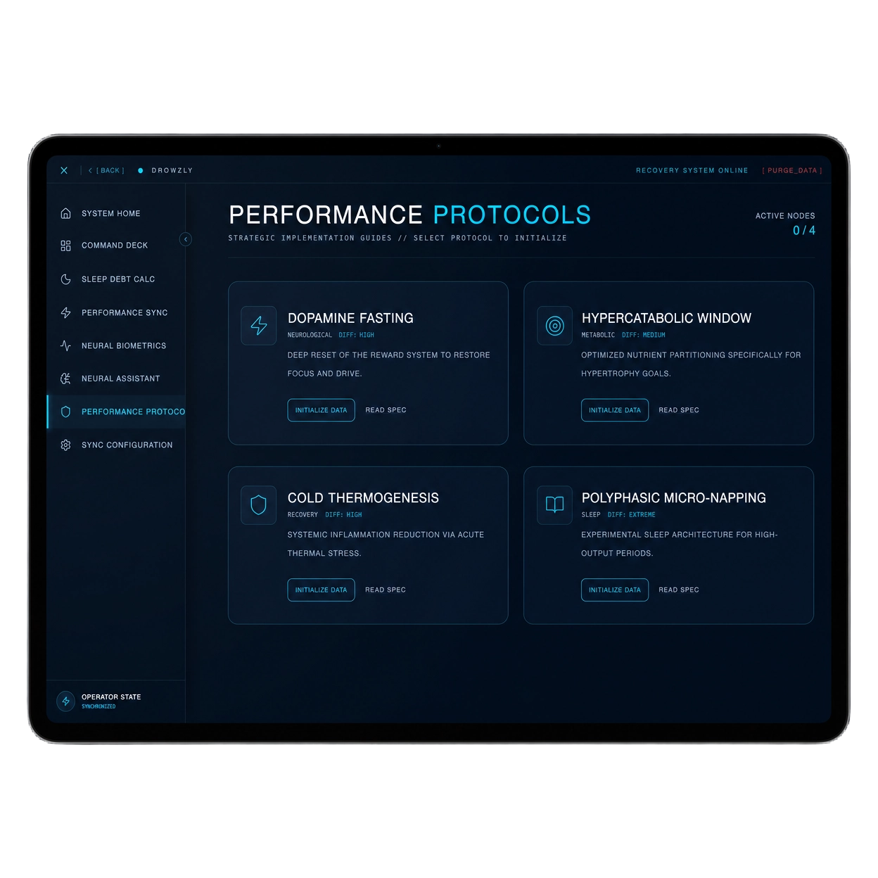 Recovera performance protocols library
